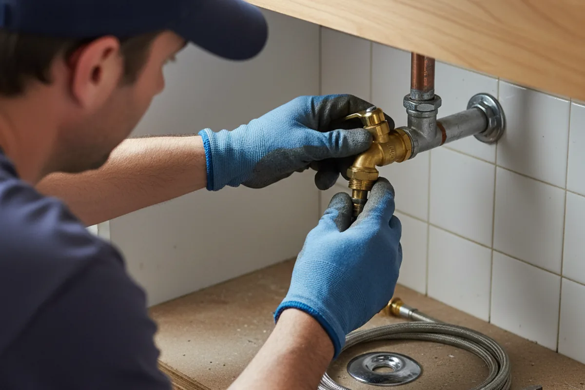 Shutoff valve and fitting work during Emergency Plumbing in Davis Junction